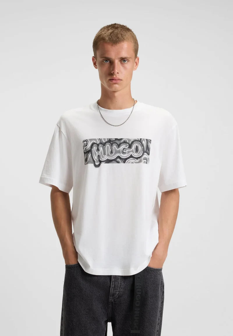 HUGO All-gender cotton-jersey T-shirt with graphic print